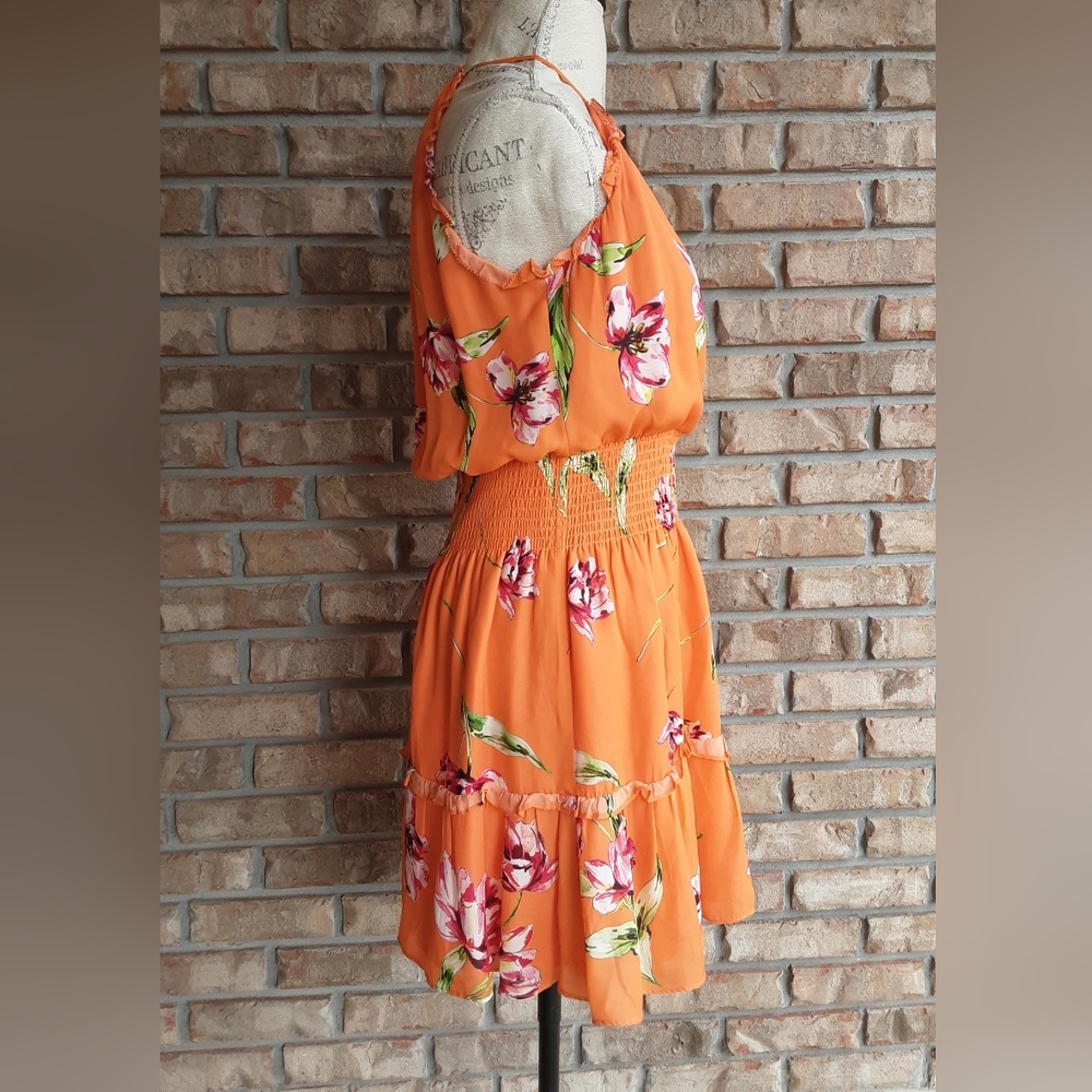 Parker Fabianna Floral Print Silk Wrap Front Mini Dress Size Medium. - Picture 8 of 12